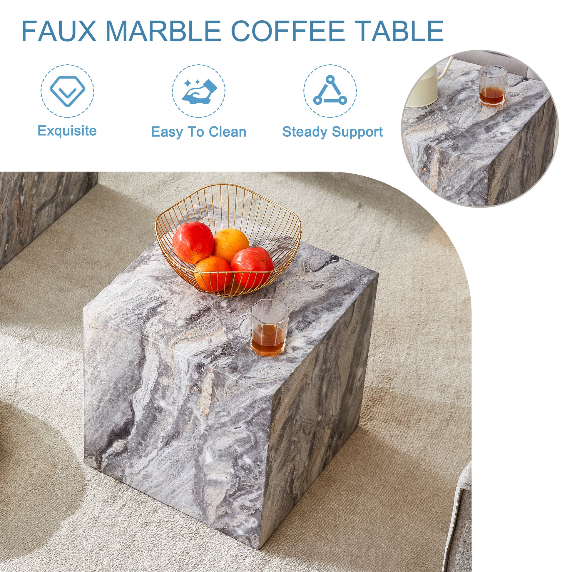 Elevate Your Living Space With This Modern Mdf Coffee Table, Which Showcases Gray Textured Patterns. It Is Characterized By Stylish Design. Grey Mdf