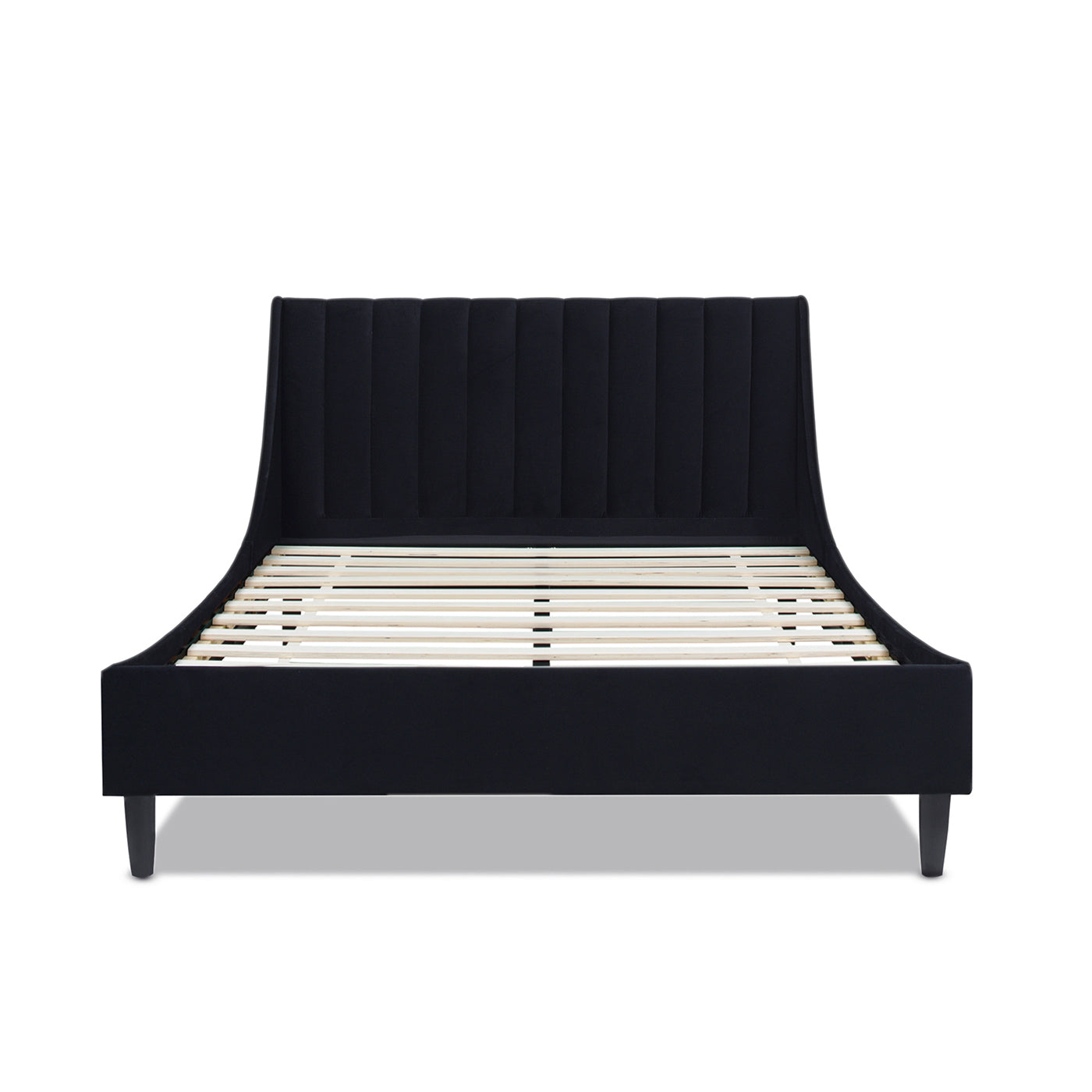 Aspen Vertical Tufted Headboard Platform Bed Set, Queen, Anthracite Black Velvet Box Spring Not Required Queen Anthracite Wood Foam Velvet Velvet