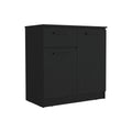 Dresser With 2 Door And Single Drawer, Black Black Solid Wood Mdf Engineered Wood