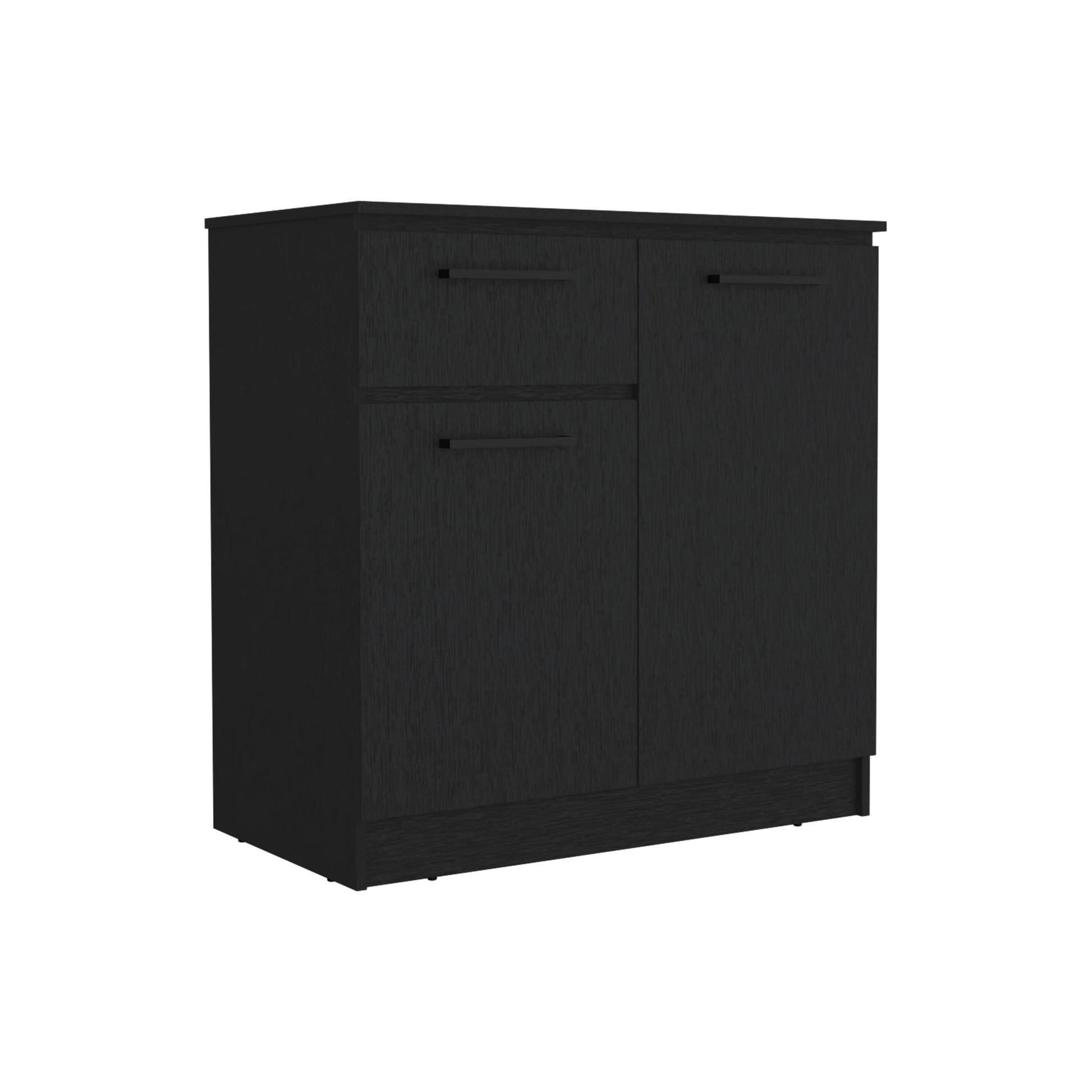 Dresser With 2 Door And Single Drawer, Black Black Solid Wood Mdf Engineered Wood