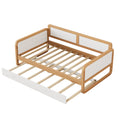 Twin Size Solid Wood Daybed With Trundle For Limited Space Kids, Teens, Adults, No Need Box Spring, Walnut And White Box Spring Not Required Twin White Walnut Wood Bedroom Modern Pine Daybeds Wood