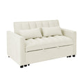 Modern Velvet Seat Sofa Couch Pull Out Bed,3 In One Convertible For Living Room Sofa Bed,Beige Beige Velvet Primary Living Space Cushion Back Medium Soft Medium Duty American Design Pillow Top Arms Foam Velvet 2 Seat