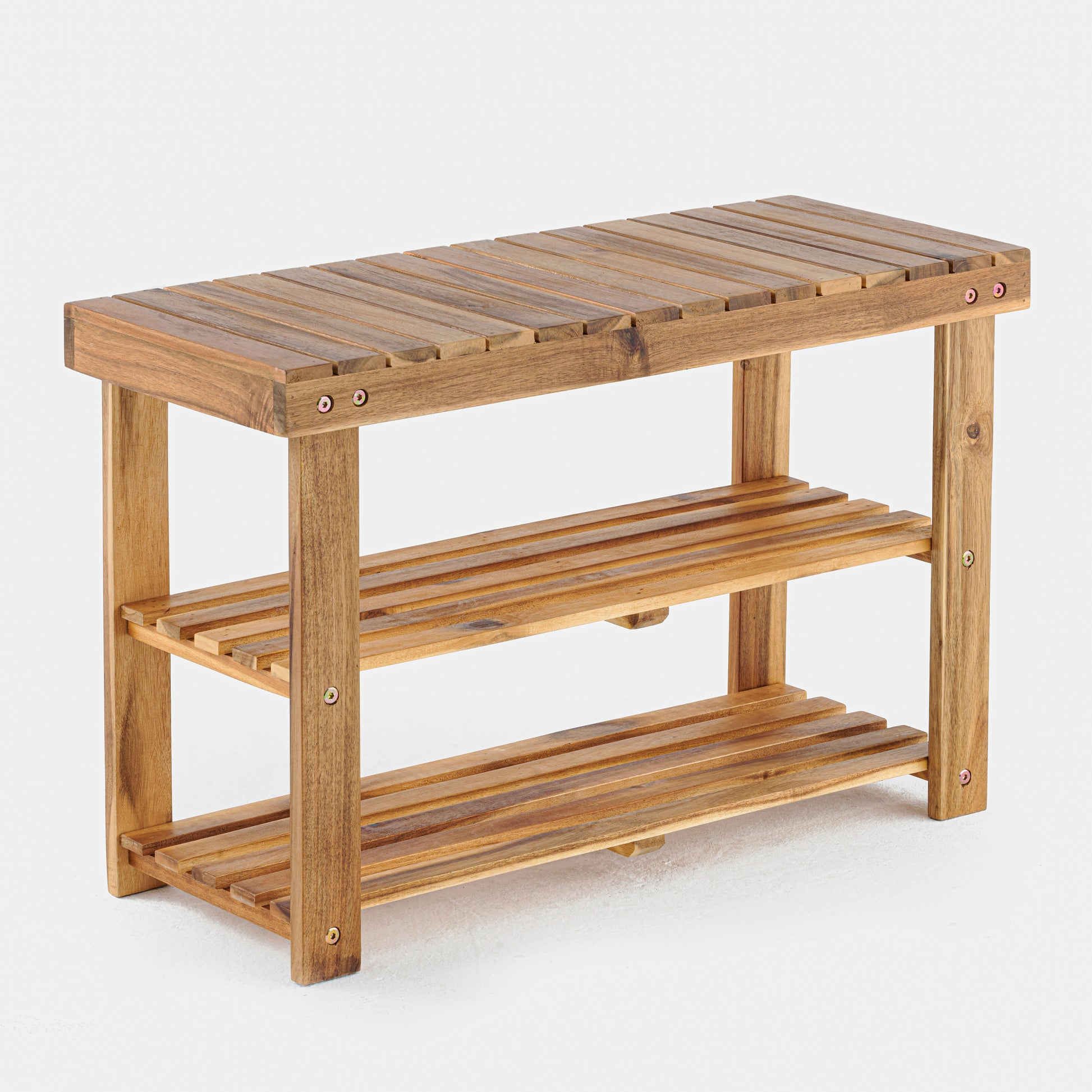 Acacia Wood Shoe Rack Bench Strong Weight Bearing Upto 200 Lbs Best Ideas For Entryway Frontdoor Bathroom, Natural Color. Acacia Wood Light Brown Primary Living Space American Design,American Traditional Acacia Acacia Wood