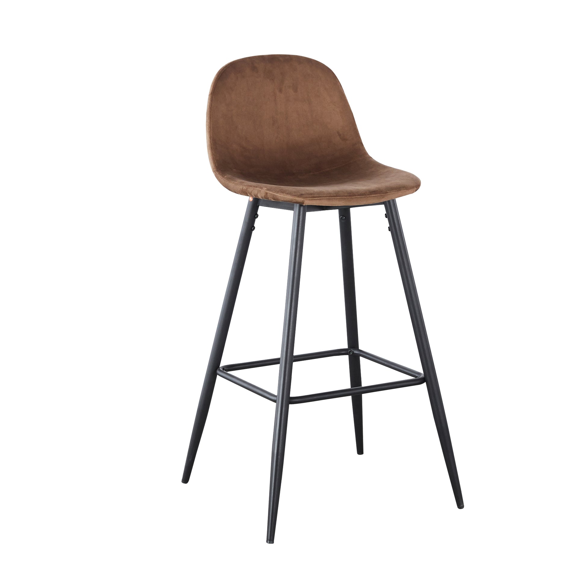 Bar Stools Set Of 2, 30 Inches Velvet Barstool Modern Counter Bar Height Chair With Back, Sturdy Metal Legs & Footrests, Easy Assembly, Island Stool For Kitchen Bar Brown Velvet