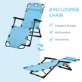 Outsunny Folding Chaise Lounge Chair For Outside, 2 In 1 Tanning Chair With Pillow & Pocket, Adjustable Pool Chair For Beach, Patio, Lawn, Deck, Blue Blue Metal