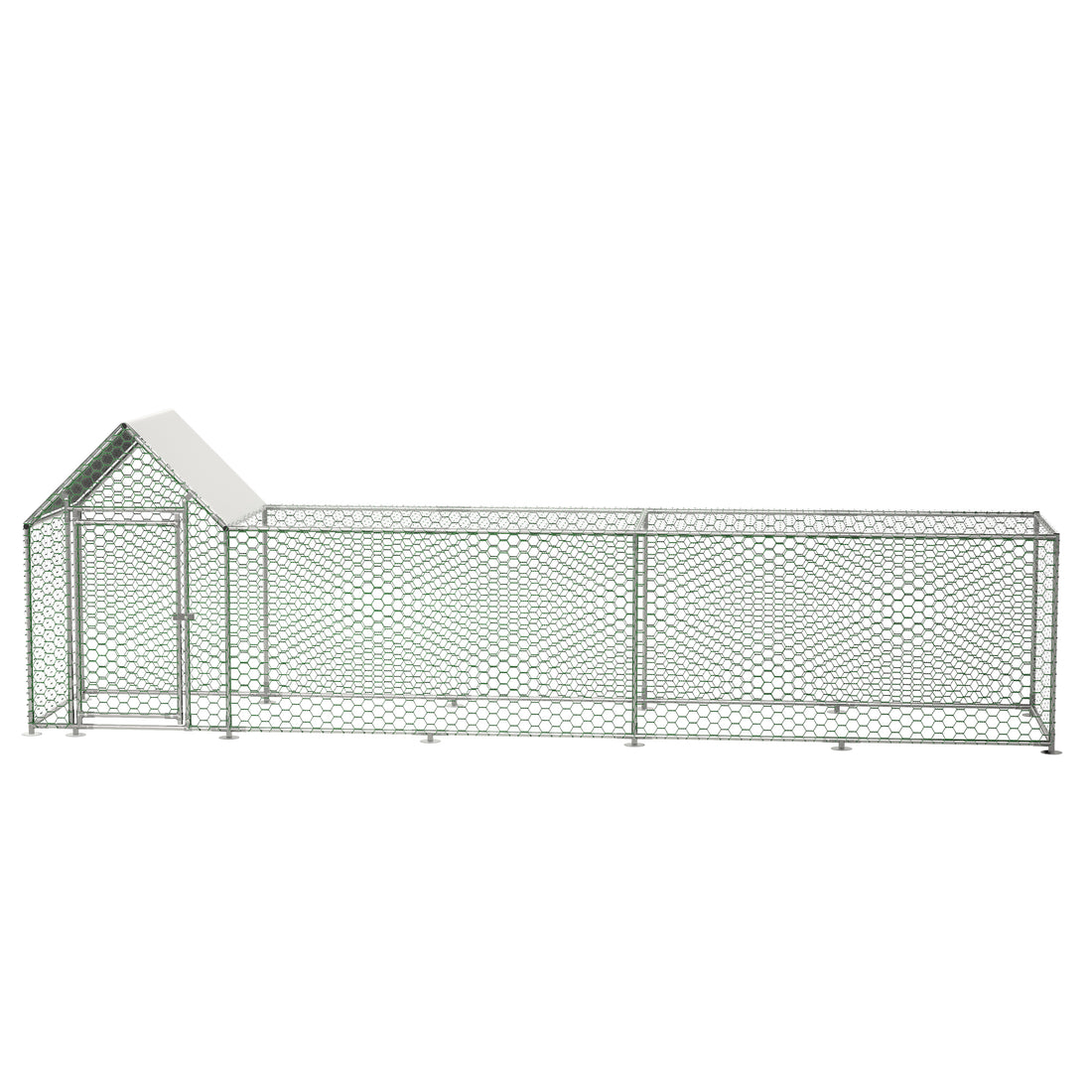 16X3Ft Metal Chicken Coop Run Backyard Hen House Poultry Habitat Cage W Cover Silver Metal