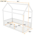 Twin Size Wood House Bed With Fence And Door, White Old Sku: Wf303131Aak Box Spring Not Required Twin White Wood Bedroom Bed Frame Pine