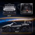 Qaba Maserati Gt2 Licensed Ride On Car, 12V Battery Powered Electric Car For Kids With Shock Absorbers, Auxiliary Wheels, 3Mph Racing Car With Remote, Horn Music Led Lights, Black Black Plastic