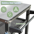3 Shelf Outdoor Grill Table, Grill Cart With Wheels, Outdoor Pizza Oven And Food Prep Table, Blackstone Table With Stainless Steel Tabletop, Grill Stand For Blackstone Griddle For Outside Bbq Grey