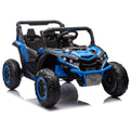 24V Two Seater Kids Ride On Utv W Parents Remote Control,Four Wheel Suspension,Slow Start,Large Wheel Design,Anti Collision Bar,Storage Space,Music,Usb,Bluetooth,Volume Control,Led Lights For Kids 3 . Blue 100 149 Lbs Polypropylene