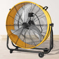 30 In. 3 Speed Yellow Heavy Duty Metal Industrial Drum Fan, Air Circulation Yellow Metal