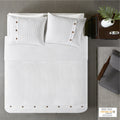 3 Piece Cotton Waffle Weave Duvet Cover Set King White Cotton