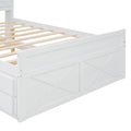 Full Size Wooden Bed With Storage Headboard With Outlets, Extendable Bed With Twin Size Trundle With Three Storage Drawers,White Expected Arrival Time:8.23 Full White Wood