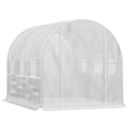 Outsunny 10' X 7' X 7' Walk In Tunnel Greenhouse, Outdoor Green House With Anti Tear Pe Cover, Zipper Doors And Mesh Windows, White White Plastic