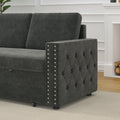 85 Inches Sofa Bed, 3 Seater Sleeper Sofa With Storage Chaise, Square Handrail With Pull And Copper Nail,Chenille Dark Grey, Pull Out Couch For Living Room Dark Grey Chenille 3 Seat