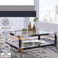 Lafty Clear Glass & White Brushed Finish Coffee Table Multi Glass,Metal