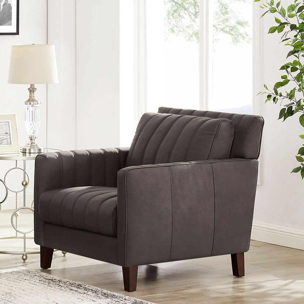Ennis Leather Chair Chocolate Down Filling Genuine Leather