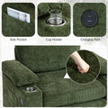 Modern Oversized Chair With Ottoman,Chenille Fabric Sofa Bed,Accent Chair Comfy Sofa With Cupholders And Usb Charging Ports Chair For Living Room,Bedroom,Apartment Green Chenille