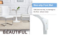 Luxury Simple Arch Chair Set Of 4 White Pu Material High Resilience Dining Chair With Arched Metal Silver Leg. White Silver Metal,Pu