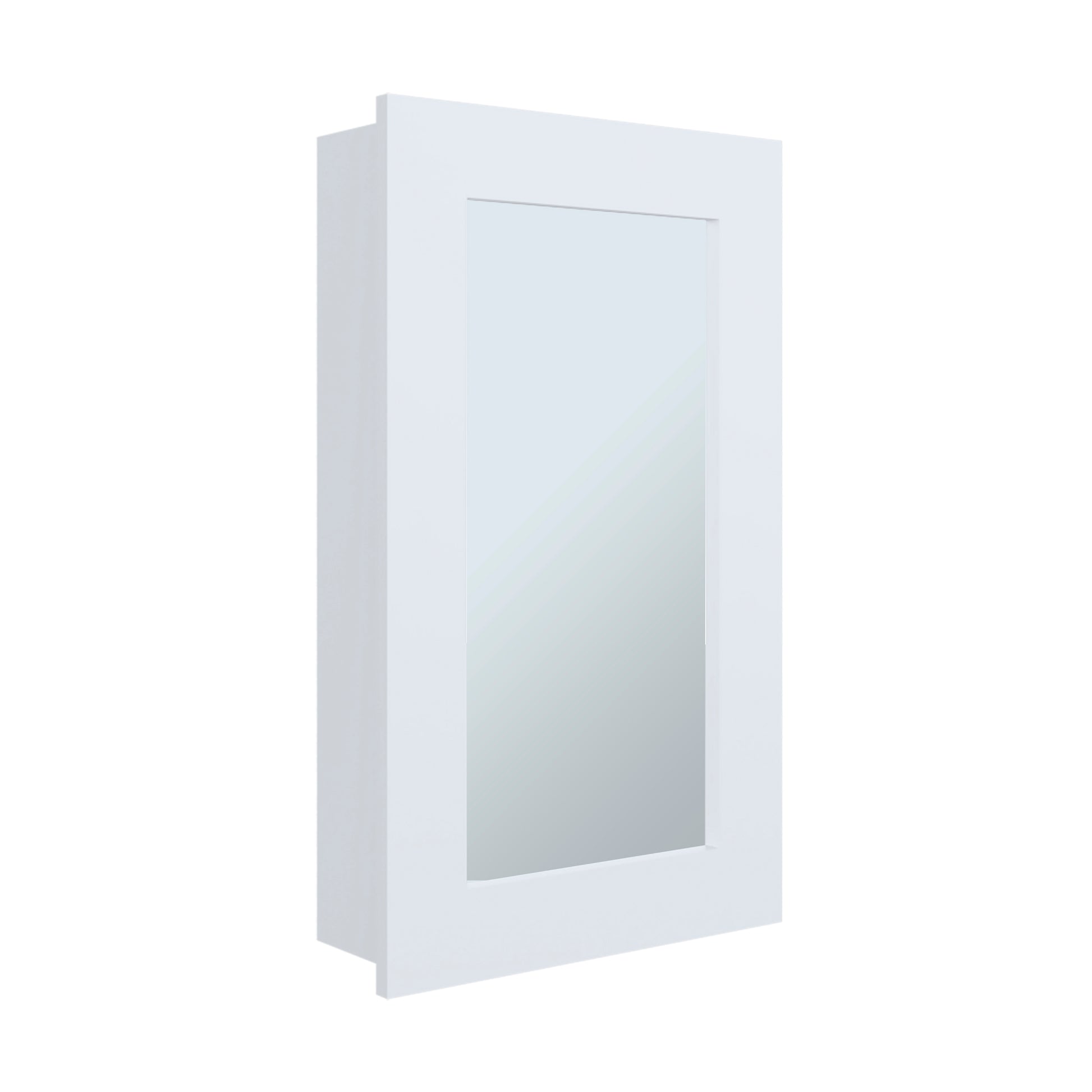 Juno 25.7" H X 15.7" W Narrow Mirror Medicine Cabinet, One Door With Three Interior Shelves For Bathroom, Kitchen White White Particle Board