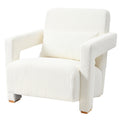 Mirod Sleek Right Angle Armrests, Ergonomic Lumbar Support, Square Wooden Block Legs, Inclined Seat For Comfort, Artistic Statement Piece For Living Room,Bedroom And Study White Boucle