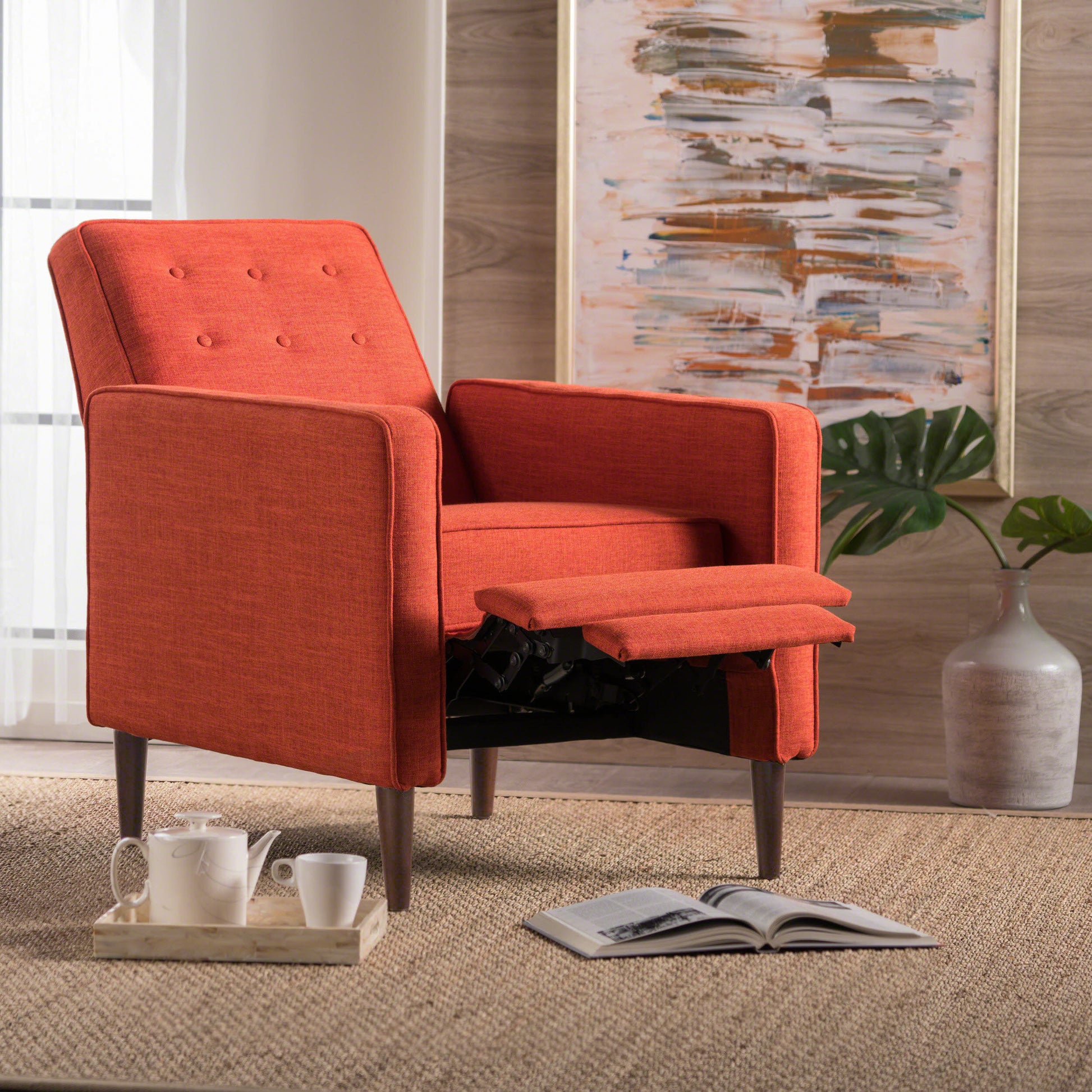 Recliner Orange Fabric