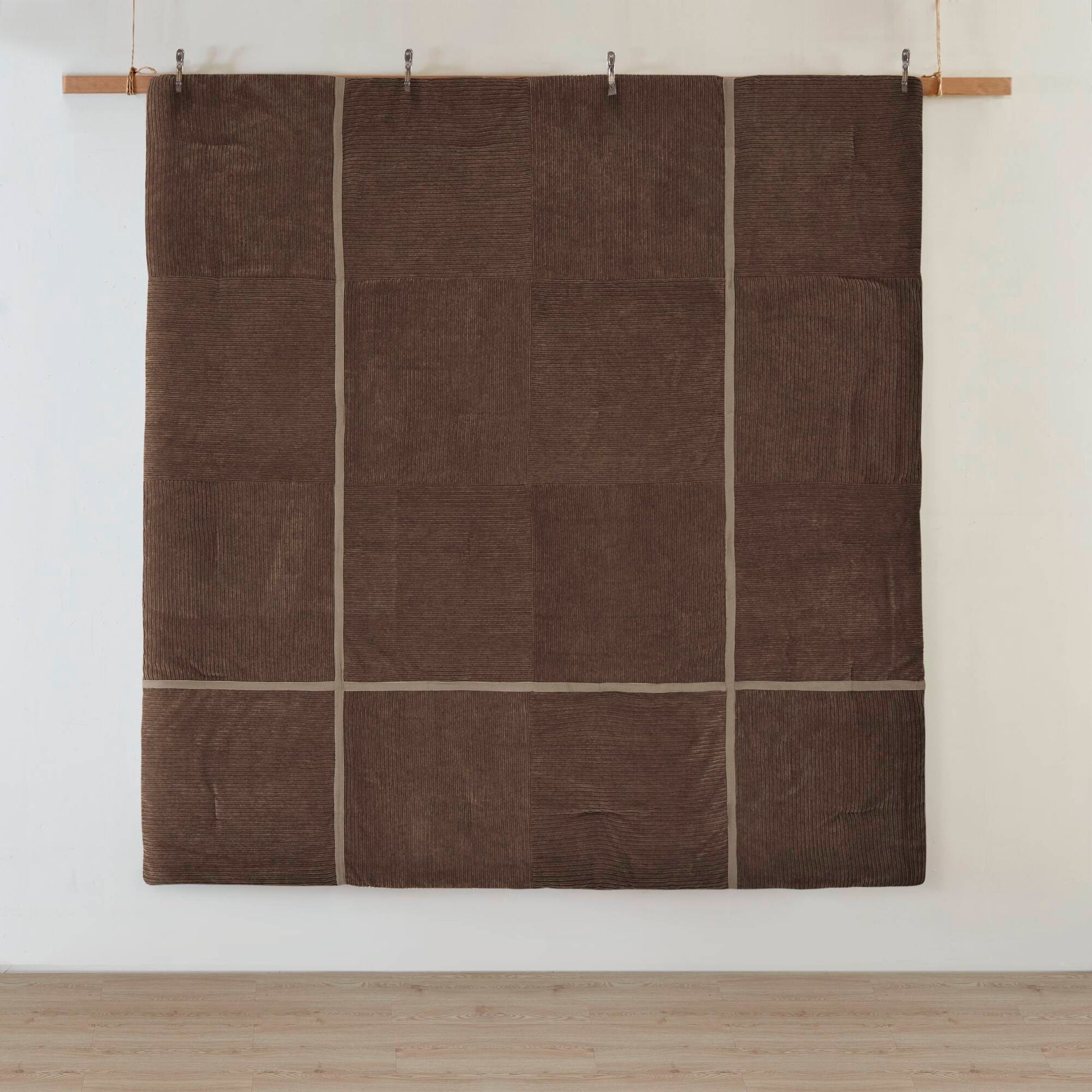 7 Piece Micro Corduroy Comforter Set Brown Cal King Brown Polyester