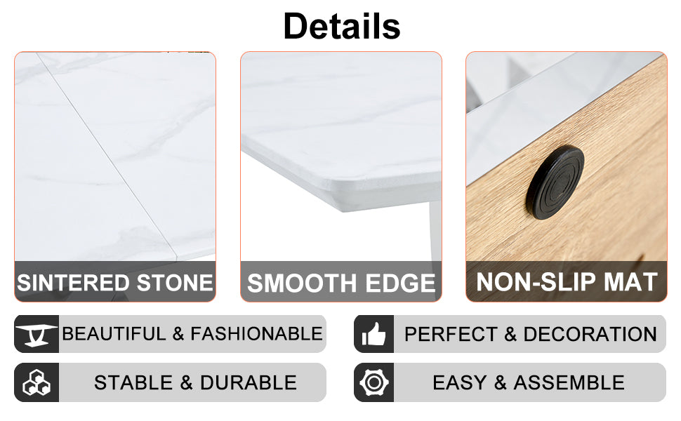 Table And Chair Set. Large Modern Rectangular Table With White Textured Top And Silver Metal Legs. Soft And Comfortable Pu Seats, Faux Leather Upholstered Seats And Sturdy Metal Legs. White Black Mdf Metal