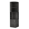Seattle Bar Cabinet, Eight Bottle Cubbies, Two Large Open Shelves Freestanding 5 Or More Shelves Smoke Gray Primary Living Space Open Storage Space Contemporary Pine Melamine Melamine