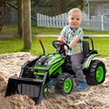 Aosom 6V Kids Ride On Excavator, Bulldozer, Electric Construction Vehicle, Rechargeable Battery Powered Truck With Adjustable Bucket, High Low Speed, Realistic Sound And Headlights, Green Green Plastic