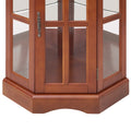 Corner Curio Cabinet With 5 Shelves And Lighting System, Walnut E26 Light Bulb Not Included Walnut Mdf