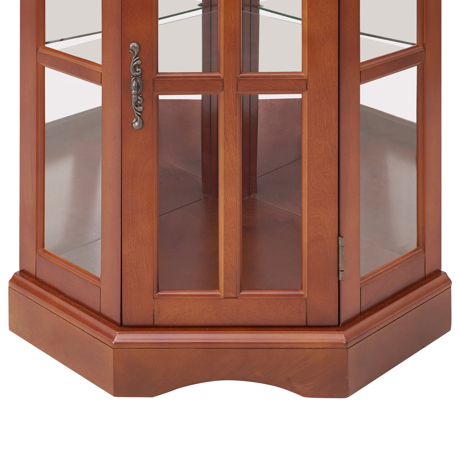 Corner Curio Cabinet With 5 Shelves And Lighting System, Walnut E26 Light Bulb Not Included Walnut Mdf