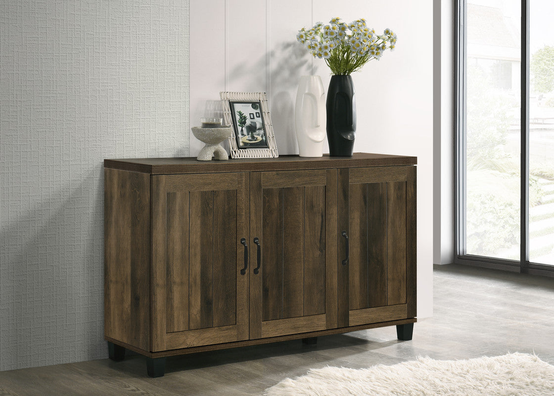 Corby 45"W Dark Dusty Oak Finish 3 Door Shoe Cabinet Dark Oak Particle Board