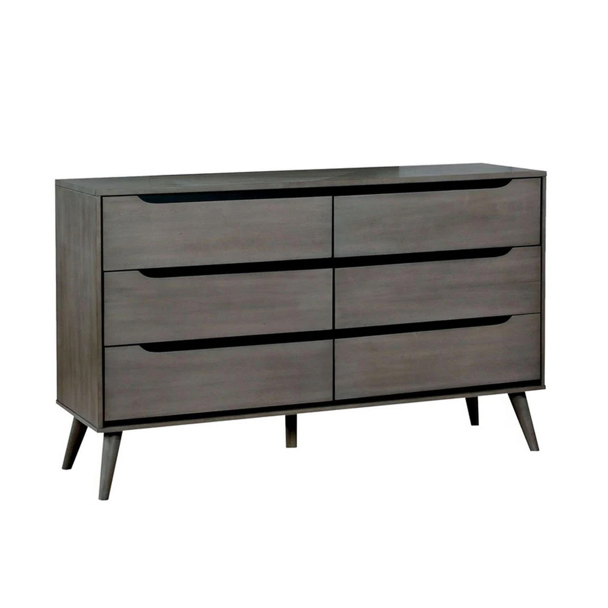 Splendiferously Modern Minimal Style Wooden Dresser, Gray Finish Gray Solid Wood