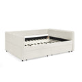 Daybed With Trundle Upholstered Tufted Sofa Bed, With Two Drawers, Queen Size, Boucle Fabric, Beige 88