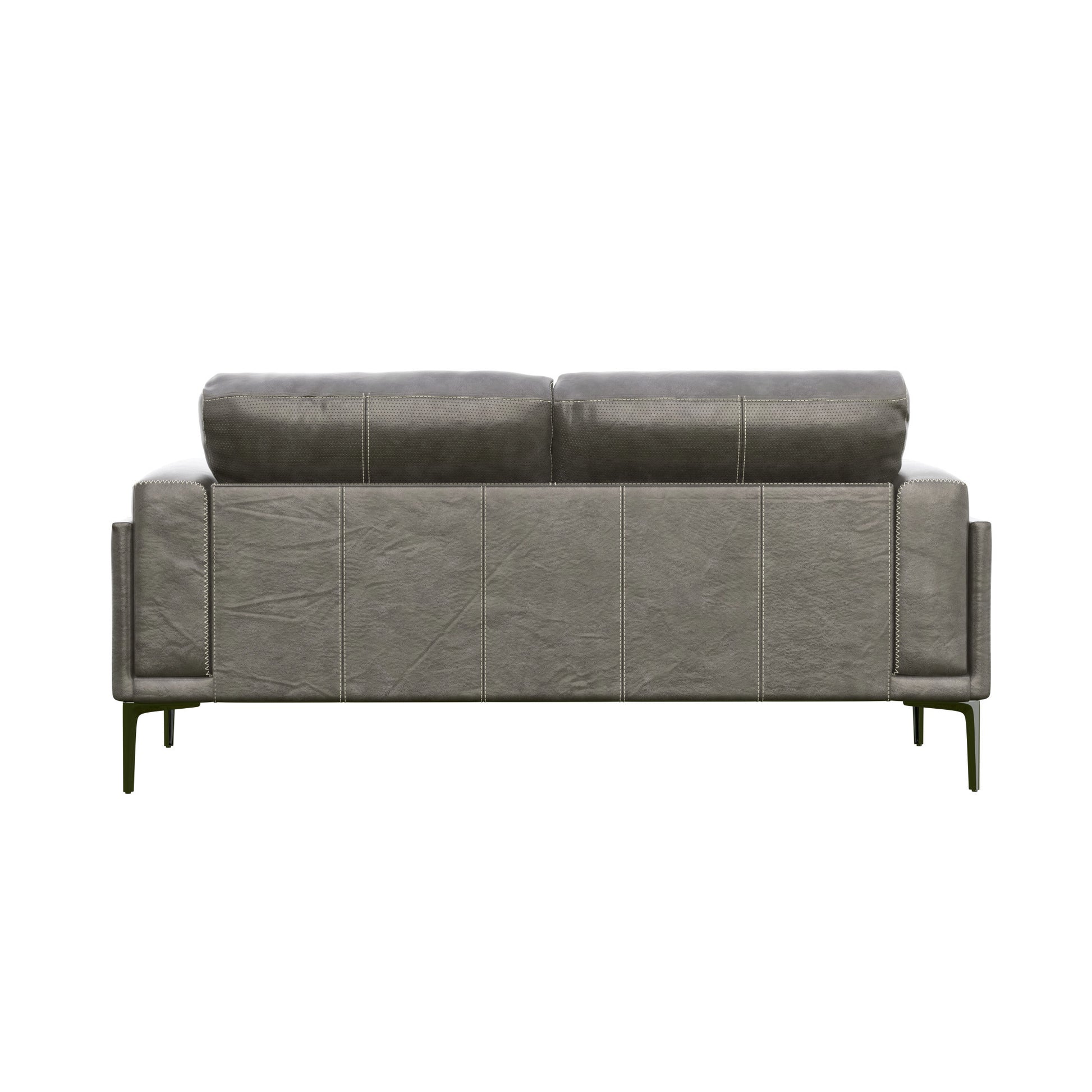 Onyx Gray Leather Loveseat Dark Gray Genuine Leather Primary Living Space Square Arms Foam Solid Wood