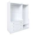 Open Wooden Wardrobe Storage For Bedroom, White White Particle Board