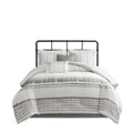 6 Piece Cotton Jacquard Oversized Comforter Set White Grey Cal King California King Grey White Cotton