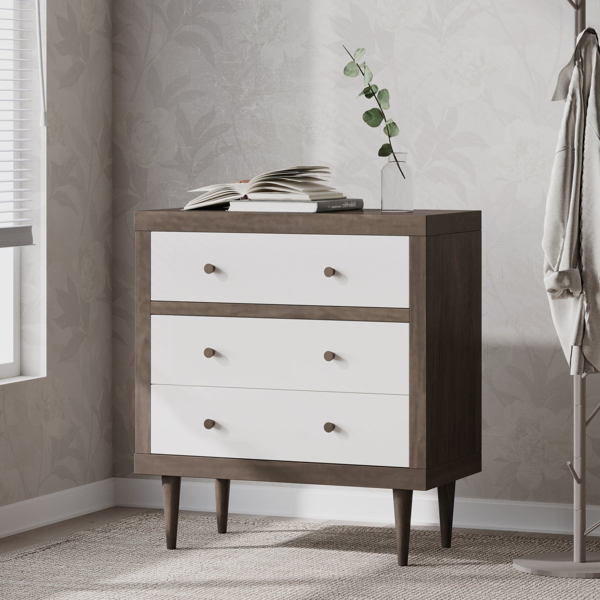 Nordic 3 Drawer Chest Walnut Mdf