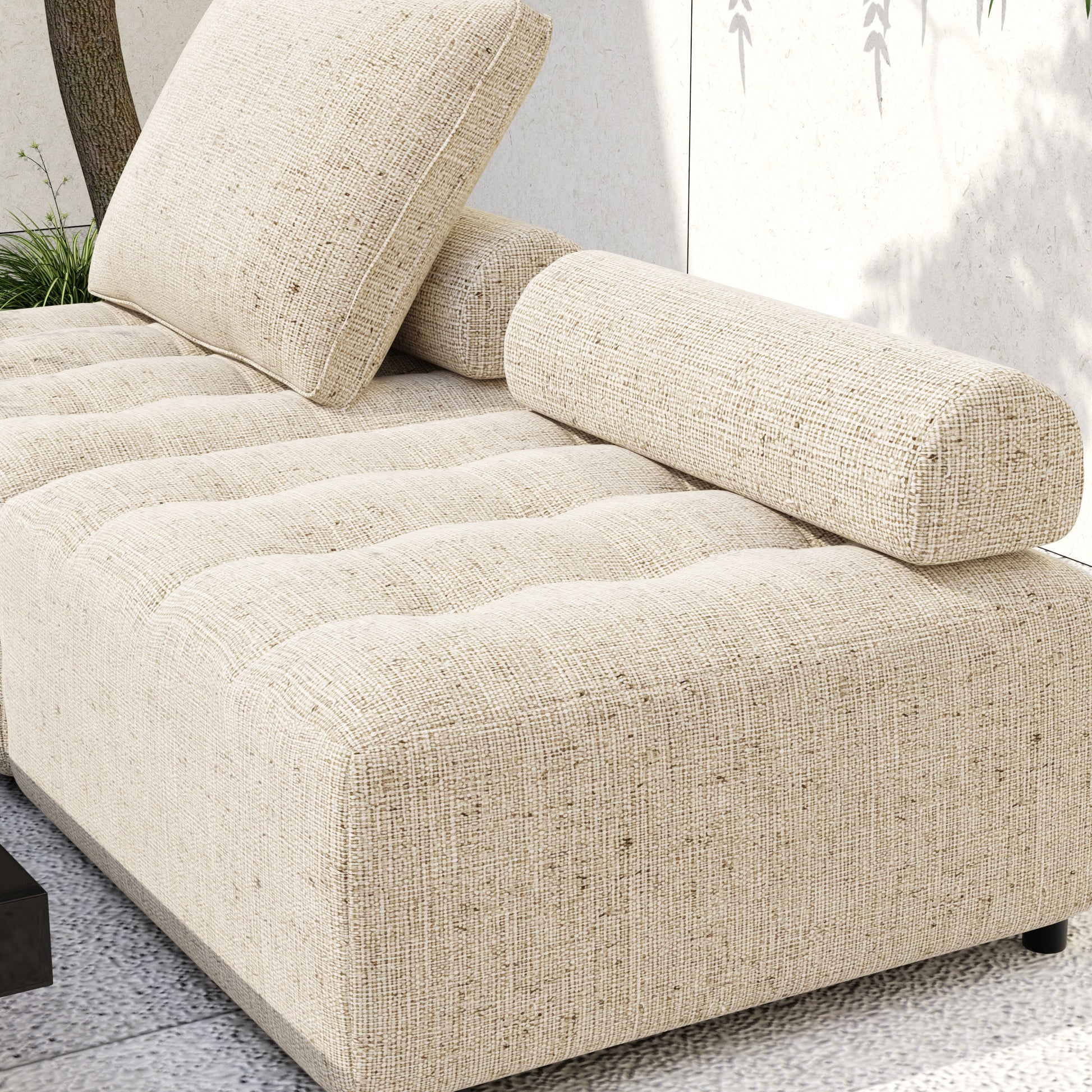 Outdoor Modular Sofa, With Aluminum Structure, Support Cushion And Back Cushion Cover Removable, Fade Resistant, Waterproof Sofa Cover Included,Light Brown The Ratebased On A Single Piece 5Unit Light Brown Aluminium 5 Seat