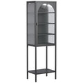 Metal Glass Door Display Storage Cabinet 5 Tier Cube Bookshelf Storage Cabinet With 3 Adjustable Shelves For Kitchen, Dining Room, Living Room, Bathroom, Home Office,Black Accent Chests 5 Or More Shelves Antique Black Primary Living Space Glass Doors