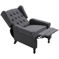 Homcom Fabric Upholstered Wingback Recliner, Tufted Push Back Accent Chair, Linen Arm Chair With Footrest, Armrest, Padded Cushion, Dark Grey Grey Metal