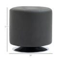 Homcom 360 Swivel Foot Stool Round Pu Ottoman With Thick Sponge Padding And Solid Steel Base, Grey Grey Steel