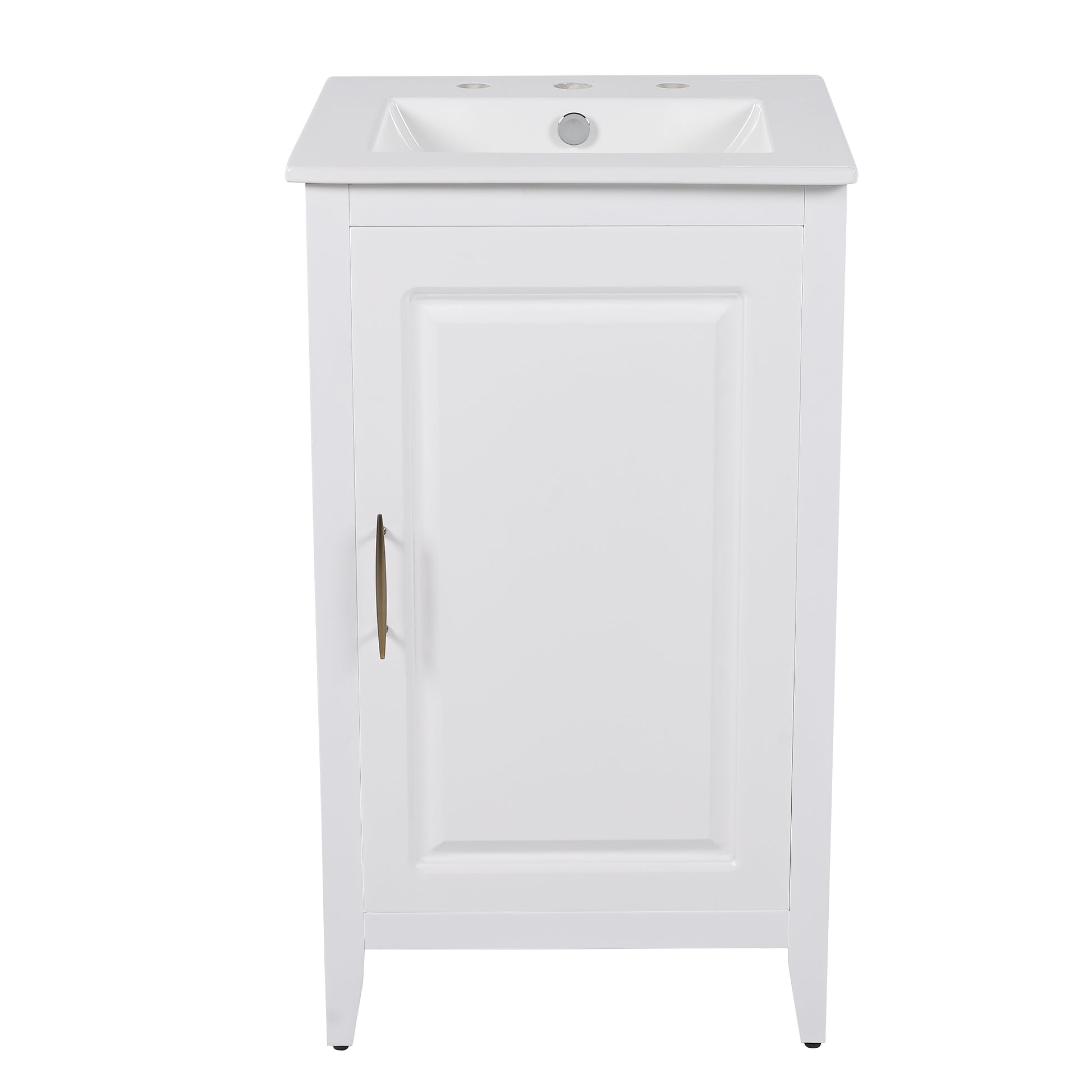 20.3" Bathroom Vanity With Sink, Functional Drawer, Door Shelf, Soft Closing Door, White White Acacia Wood,Ceramic Mdf