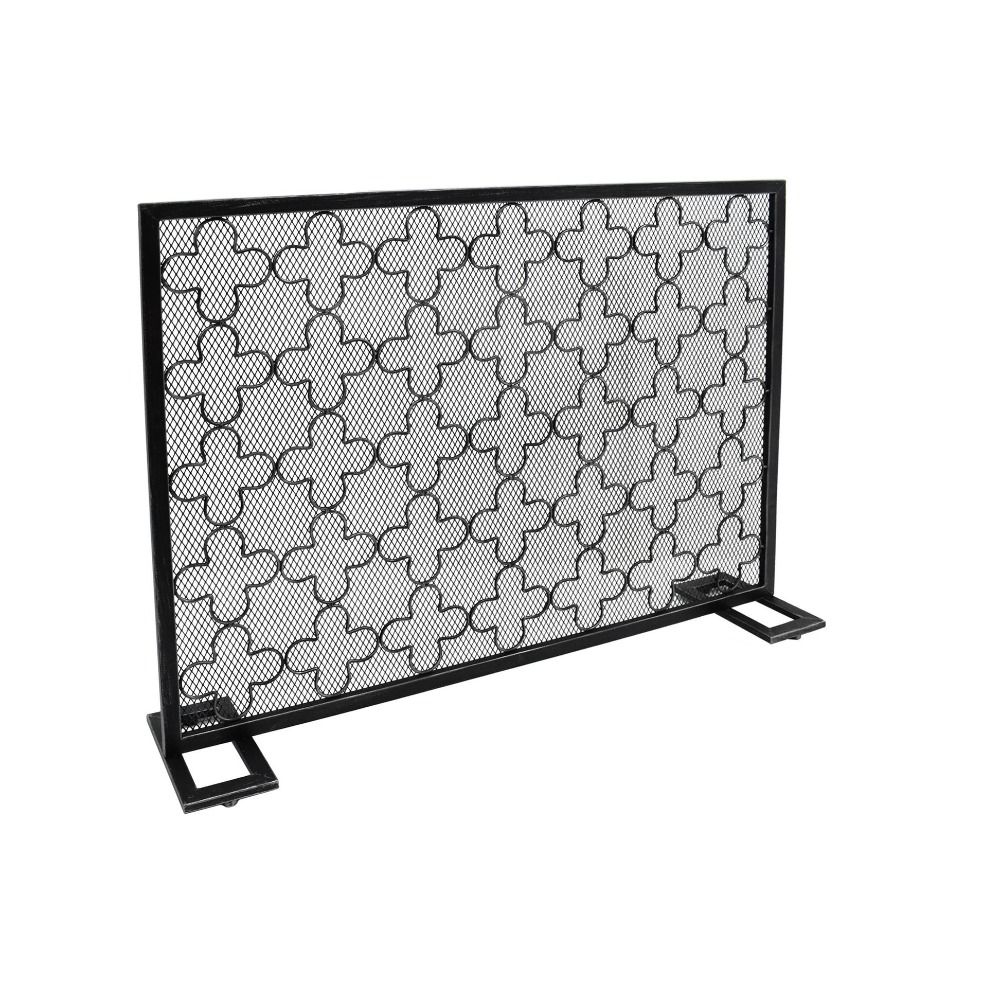 Fire Screen Black Silver Iron