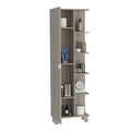 Los Angeles Corner Cabinet, Five Shelves, One Cabinet, Divisions Beige 1 5 18 To 23 In 60 In & Above Bathroom Freestanding Contemporary 5 10 Inches Melamine Particle Board