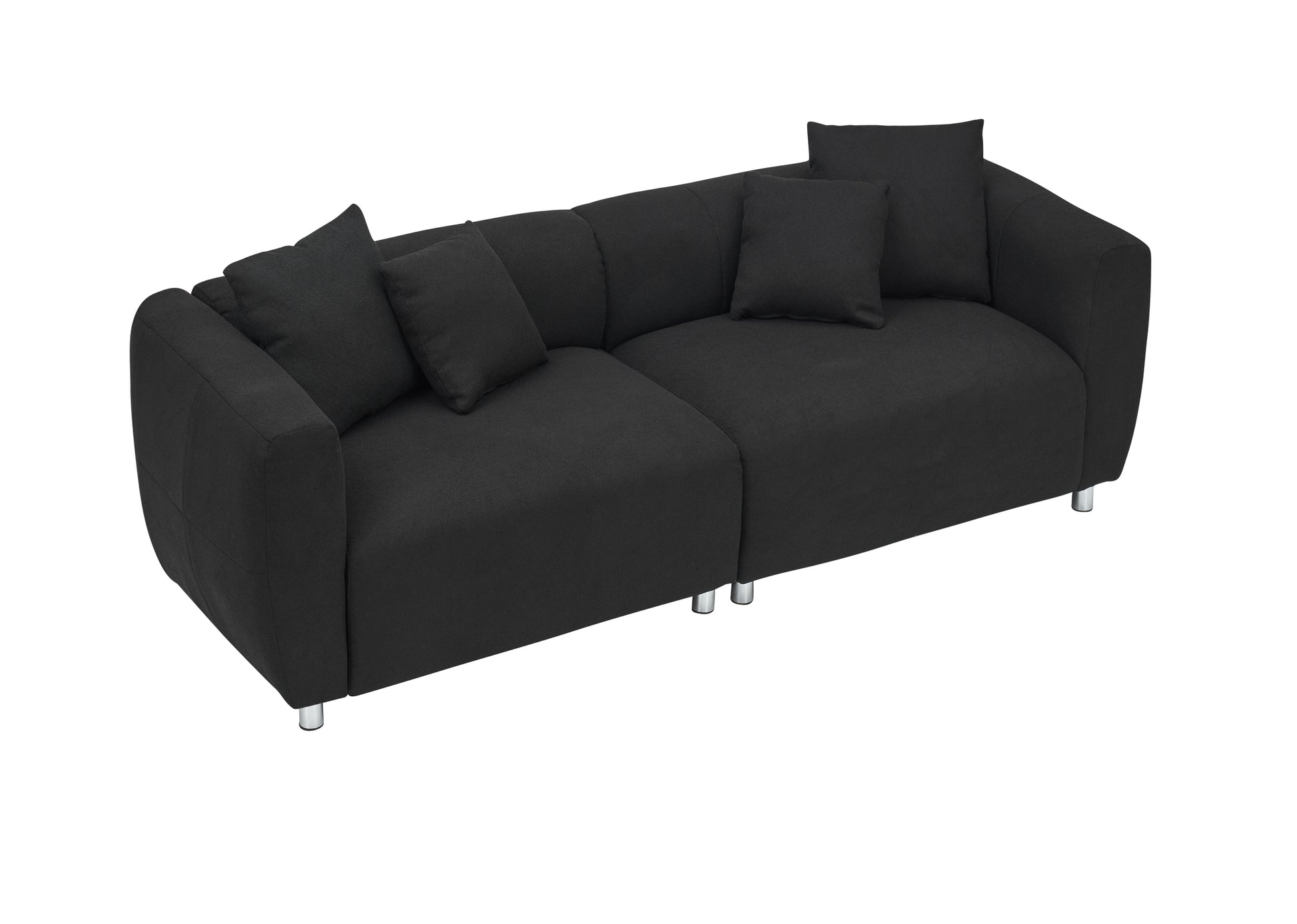 89 Inch Sofa For Living Room, Fashion Sofa With Metal Legs, 3 Seater Sofa, Solid Wood Frame Couch With 4Pillows, For Apartment Office Living Room Black Black Cotton Linen,Teddy 3 Seat