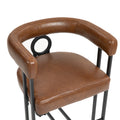 Coolmore Bar Stools Set Of 2, Modern Bar Stool With Back, Black Metal Frames, Upholstered Bar Stools For Kitchen Island, Pub, Club Light Brown Pu Light Brown Foam Pu Leather