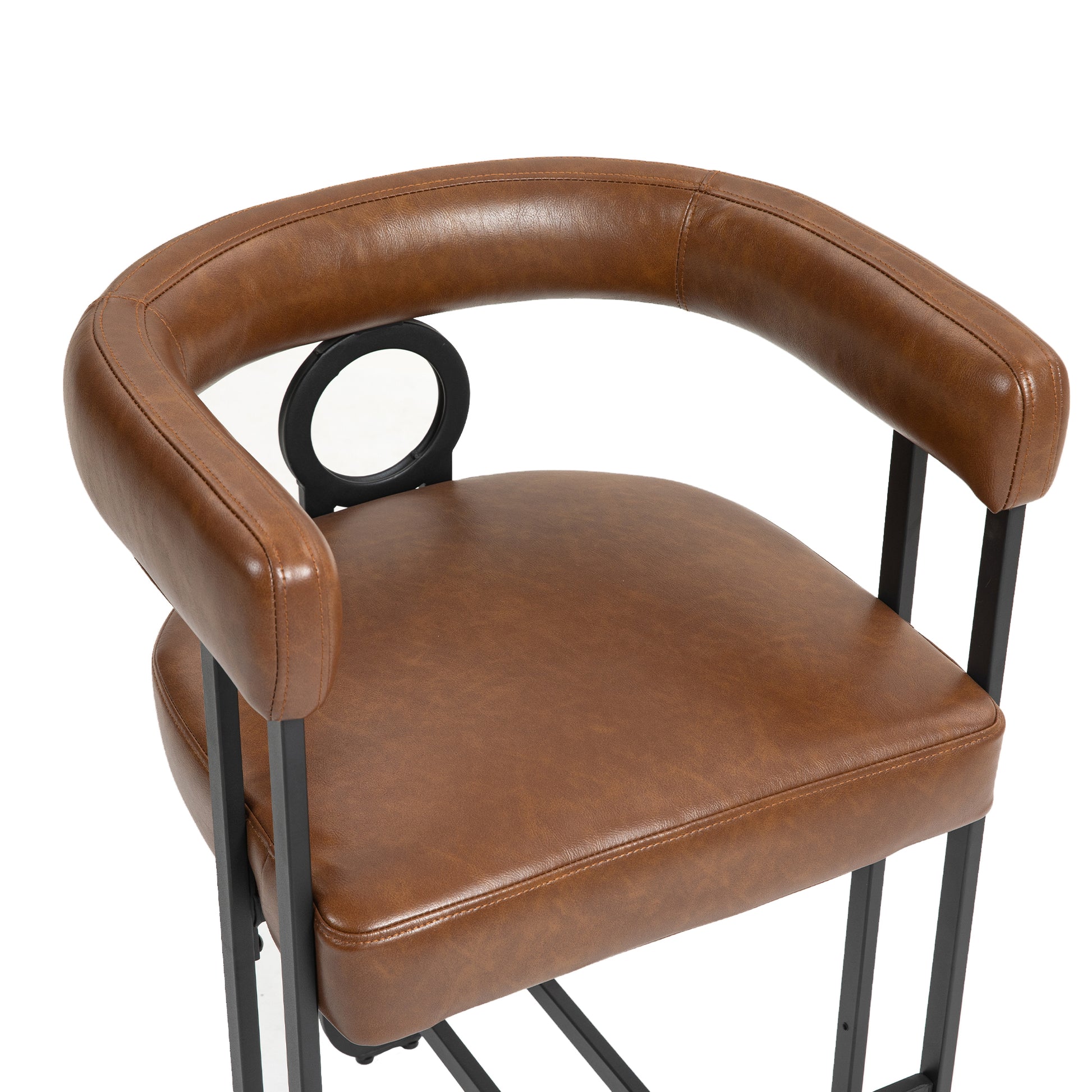Coolmore Bar Stools Set Of 2, Modern Bar Stool With Back, Black Metal Frames, Upholstered Bar Stools For Kitchen Island, Pub, Club Light Brown Pu Light Brown Foam Pu Leather