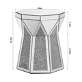 Drum Style Coffee Table With Mirror Crystal Inlay, Polygonal Silver Decorative Table, Modern Design Luxury Modern Furniture, 20 Inch About 50 Centimeters Low Coffee Table, Suitable For Living Room Silver Primary Living Space American Design Console